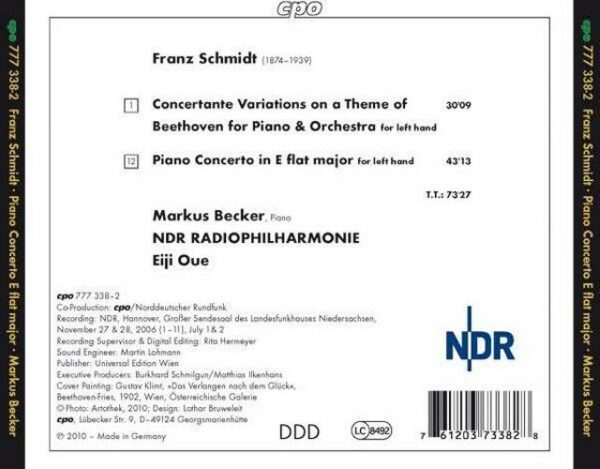 Schmidt : Variations concertantes, Concerto pour piano. Becker, Oue.
