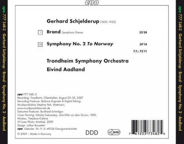 Schjelderup : Brand, Symphonie n° 2. Aadland.