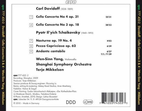 Davidoff : Concerto pour violoncelle n° 3 et 4. Yang. Mikkelsen.