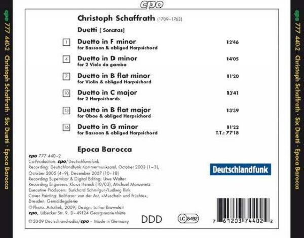 Christoph Schaffrath : Duetti (Sonatas)