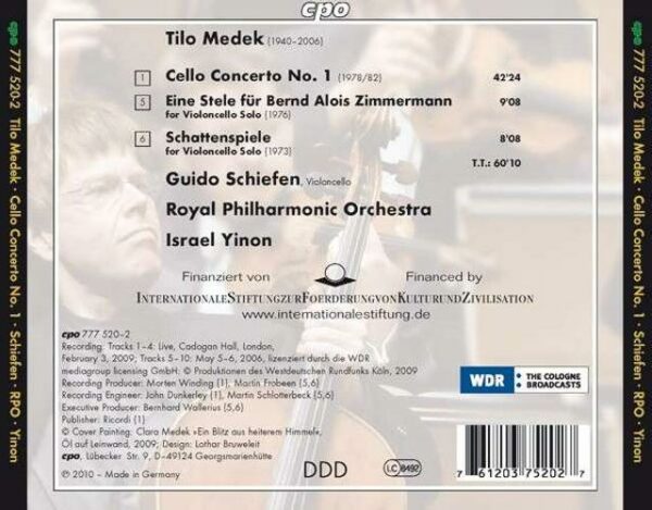 Tilo Medek : Cello Concerto No.1/Schattenspiele/...