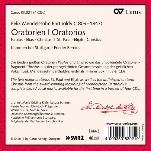 Mendelssohn : Les Oratorios. Prégardien, Güra, Bernius.