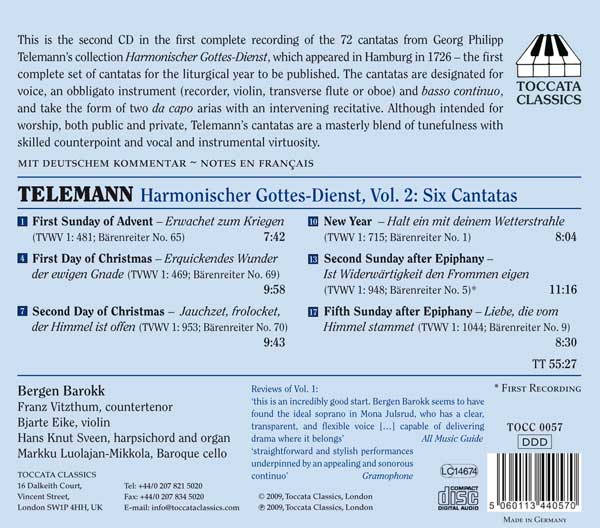 Georg Philipp Telemann : Six Cantates (Harmonischer Gottes-Dienst - Volume 2)