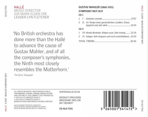 Mahler, Gustav: Symphony No. 9