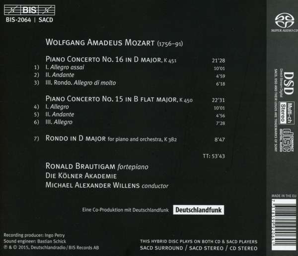 Mozart: Piano Concertos No. 15 & 16