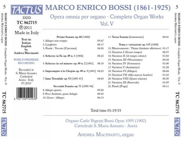 Bossi : Intégrale de l’œuvre pour orgue - Vol.5