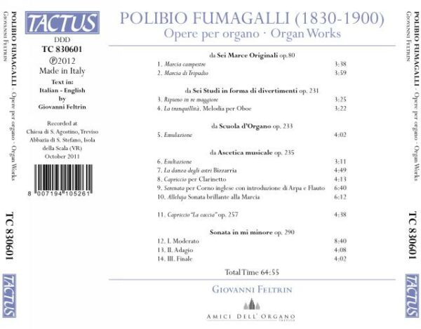 Fumagalli : Œuvres pour orgue. Feltrin.