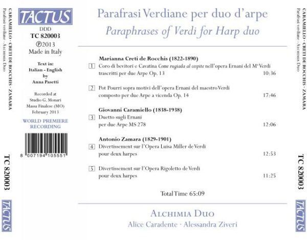 Alchimia Duo : Paraphrases de Verdi pour duo de harpes