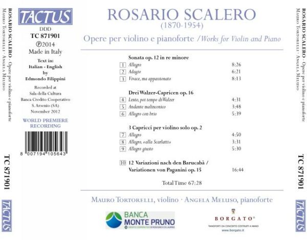 Rosario Scalero : Oeuvres pour violon et piano