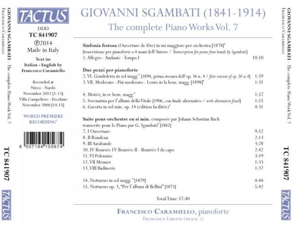 Giovanni Sgambati : Oeuvres pour piano (Intégrale - Volume 7)