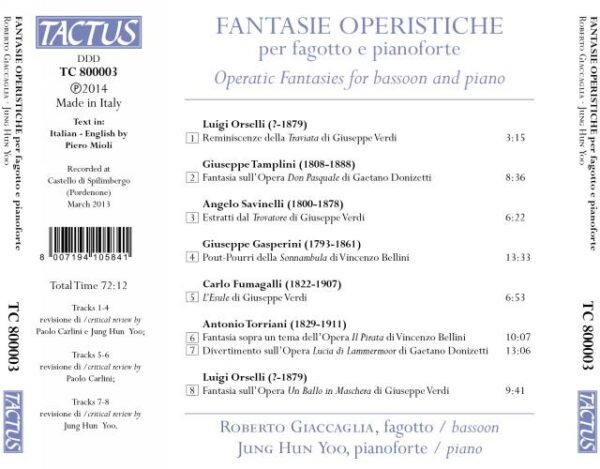 Roberto Giaccaglia, basson : Fantasie Operistiche