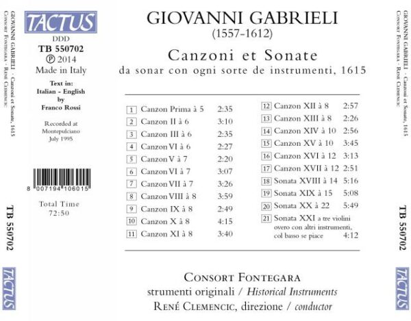 Giovanni Gabrieli : Canzoni et Sonate, 1615