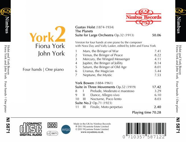 Holst : Les Planètes (arr. pour piano 4 mains). York2.