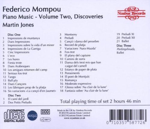 Mompou : Œuvres pour piano - Découvertes. Jones.