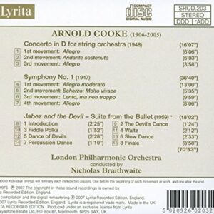 Arnold Cooke : Conceto in D for string orchestra, Jabez and the Devil-Suite...