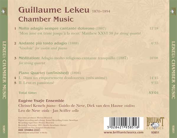 Guillaume Lekeu : Musique de Chambre