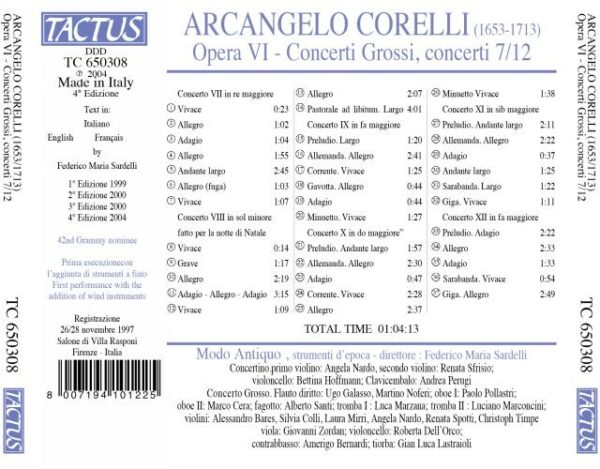 Corelli Arcangello : Concerti Grossi, 7/12. op.VI