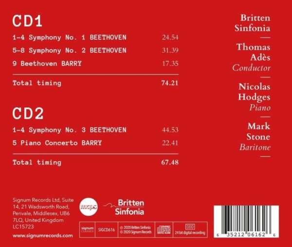 Beethoven: Symphonies Nos. 1-3 / Barry: 'Beethoven', Piano Concerto - Thomas Adès