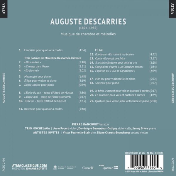 Descarries: Musique De Chambre Et Melodies - Pierre Rancourt