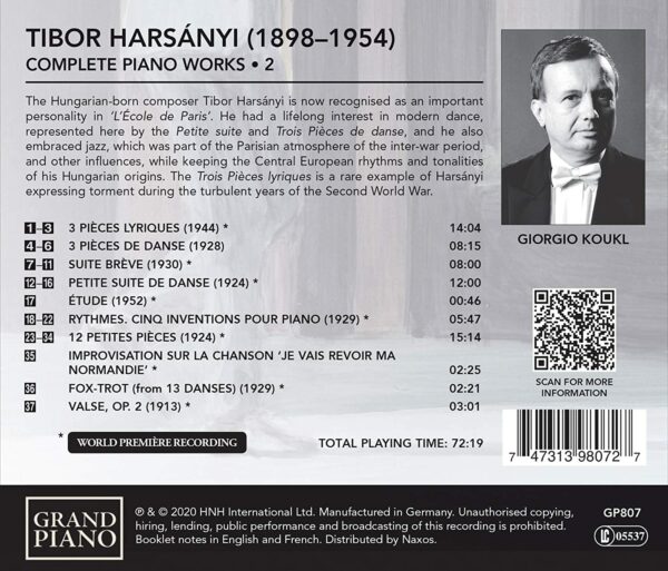 Tibor Harsanyi: Complete Piano Works Vol.2 - Giorgio Koukl