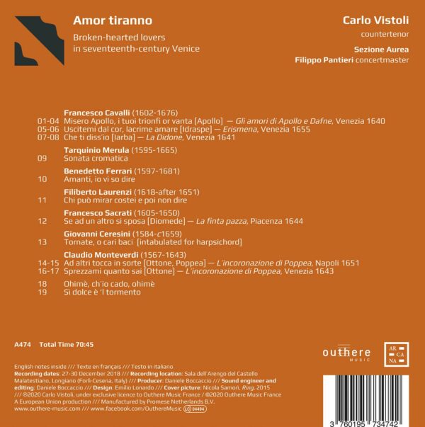 Francesco Cavalli - Claudio Monteverdi - Tarquinio: Amor Tiranno. Broken-Hearted Lovers In Seventeenth - Carlo Vistoli - Filippo Pantieri - Sezione Aurea