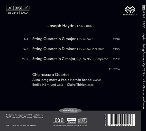 Franz Joseph Haydn: String Quartets Op. 76, Nos 1-3 - Chiaroscuro Quartet