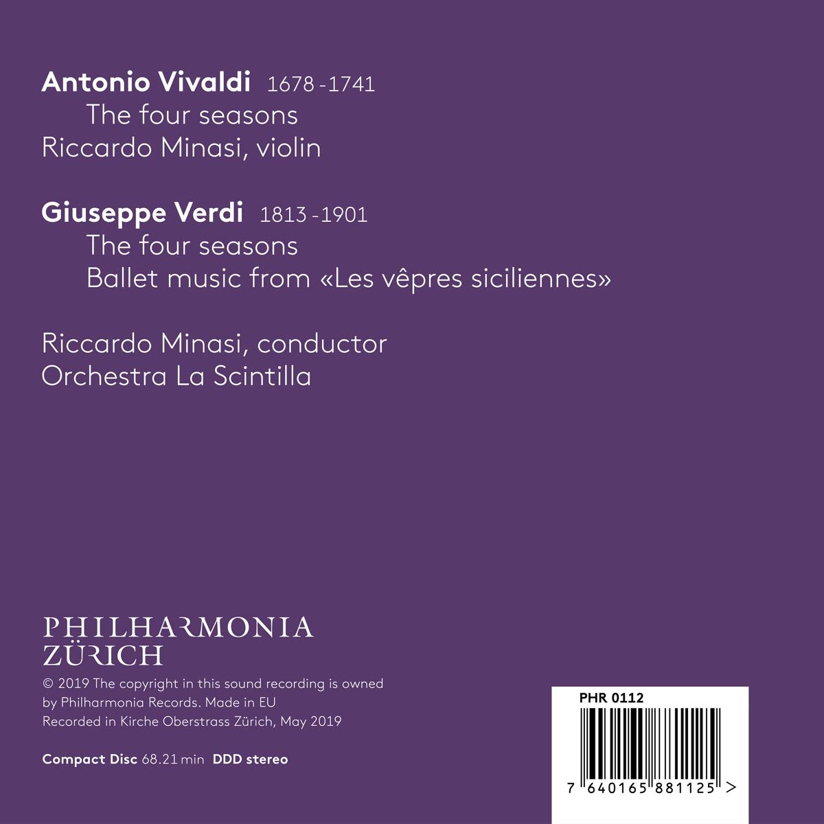 Vivaldi   Verdi: The Four Seasons - Riccardo Minasi - La Boîte à Musique