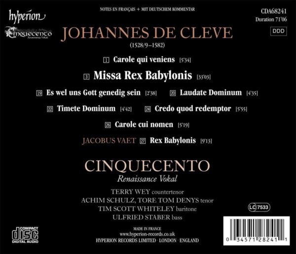 Johannes De Cleve: Missa Rex Babylonis - Cinquecento