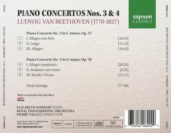 Beethoven: Piano Concertos Nos.3 & 4 - Elizabeth Sombart