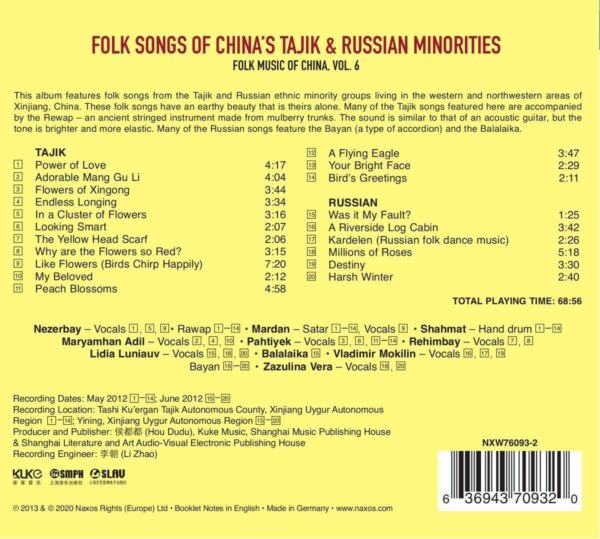 Folk Music Of China, Vol. 6 - Folk Songs Of China's Tajik And Russian Minorities