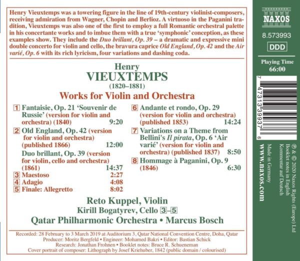 Henry Vieuxtemps: Works For Violin And Orchestra - Reto Kuppel