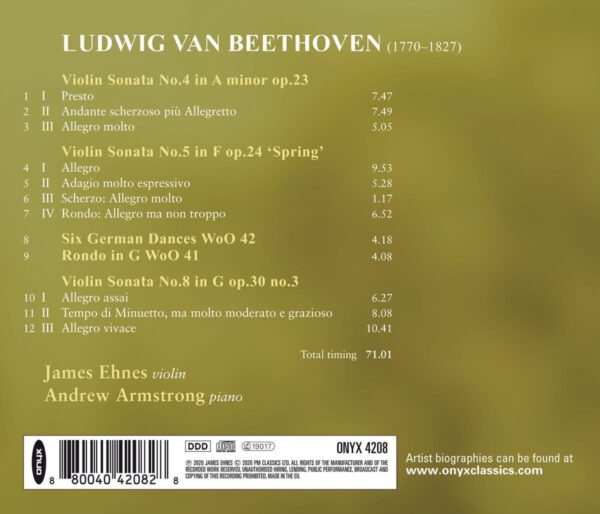 Beethoven: Violin Sonatas 4, 5 & 8; Six German Dances - James Ehnes