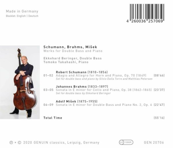 Schumann, Brahms, Misek: Works for Double Bass and Piano - Ekkehard Beringer