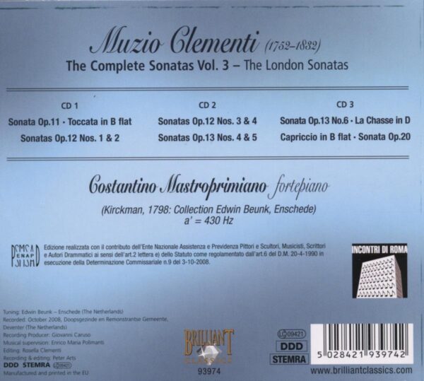 Muzio Clementi : Sonates pour piano (Intégrale, volume 3)