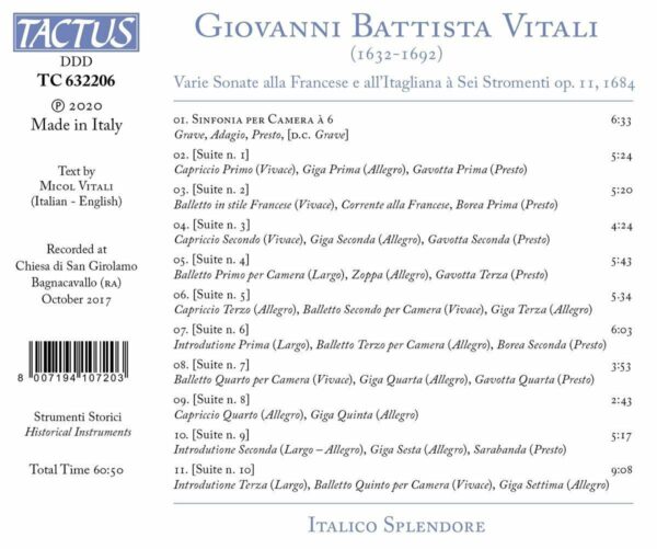 Vitali: Sonate Op. 11, 1684 - Italico Splendore