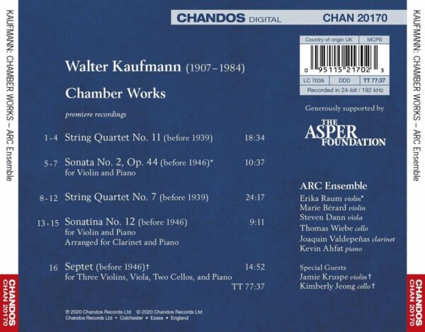 Chamber Works By Walter Kaufmann - Arc Ensemble