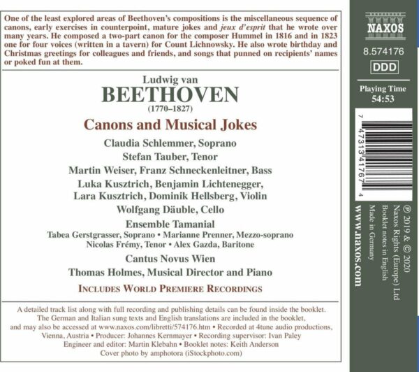 Beethoven: Canons And Musical Jokes - Cantus Novus Wien