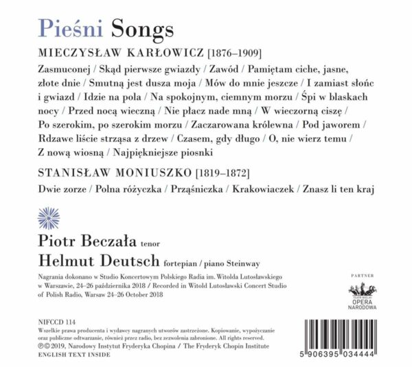 Musique　Boîte　à　Songs　Piotr　Beczala　La　Moniuszko　Karlowicz:
