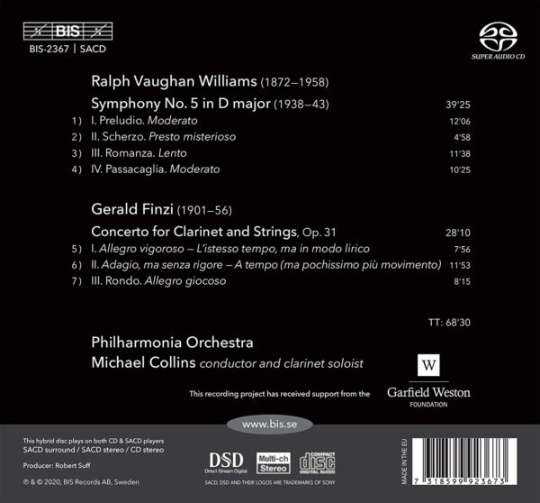 Vaughan Williams: Symphony No.5 / Finzi: Clarinet Concerto - Michael Collins