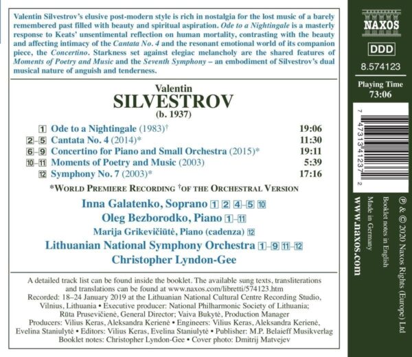 Valentin Silvestrov: Symphony No. 7, Ode To A Nightingale, Piano Concertino - Christopher Lyndon-Gee