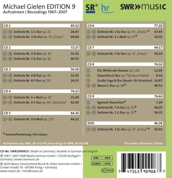 Michael Gielen Edition Vol. 9: Ludwig Van Beethoven