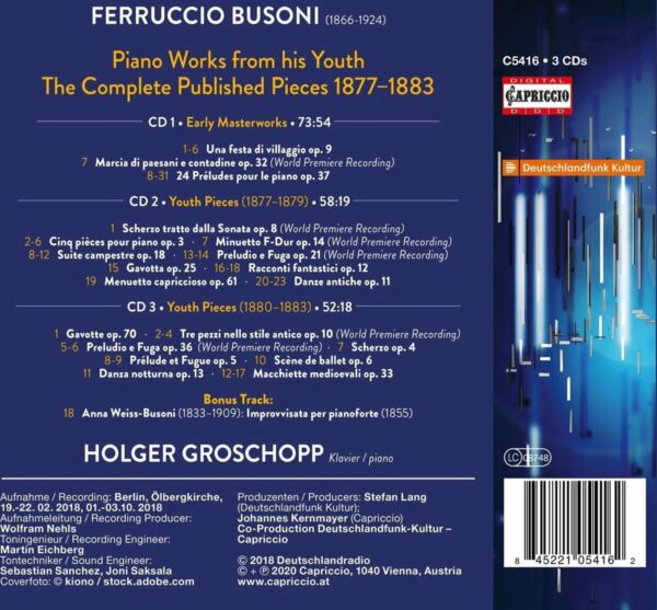 Ferruccio Busoni: Early Masterpieces - Holger Groschopp