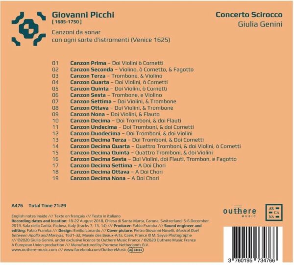 Giovanni Picchi: Canzoni Da Sonar Con Ogni Sorte D'Istromenti - Concerto Scirocco