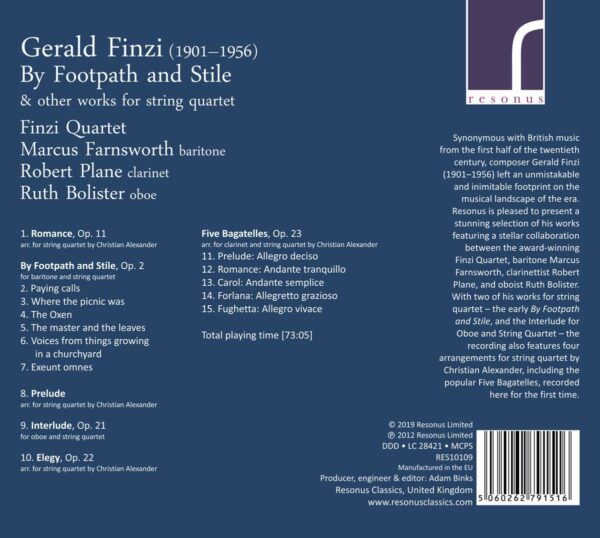 Gerald Finzi:  By Footpath & Stile - Finzi Quartet