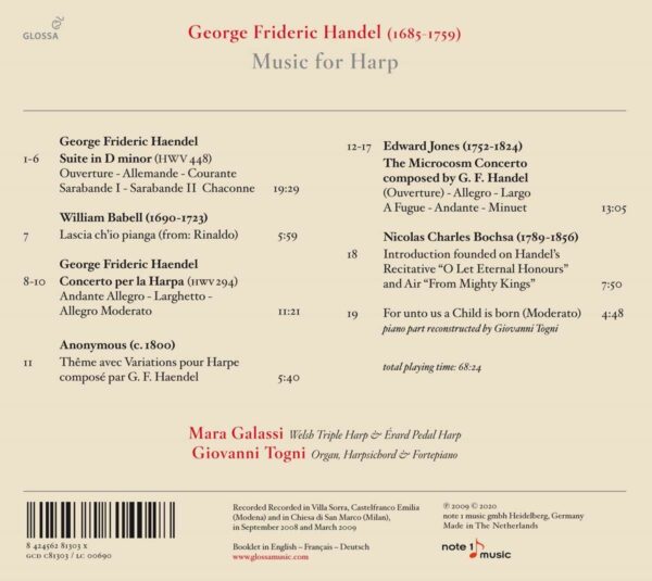 George Frideric Handel: Music For Harp - Mara Galassi - Giovanni Togni
