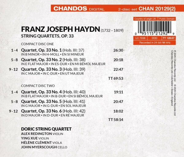 Haydn: String Quartets Op.33 - Doric String Quartet