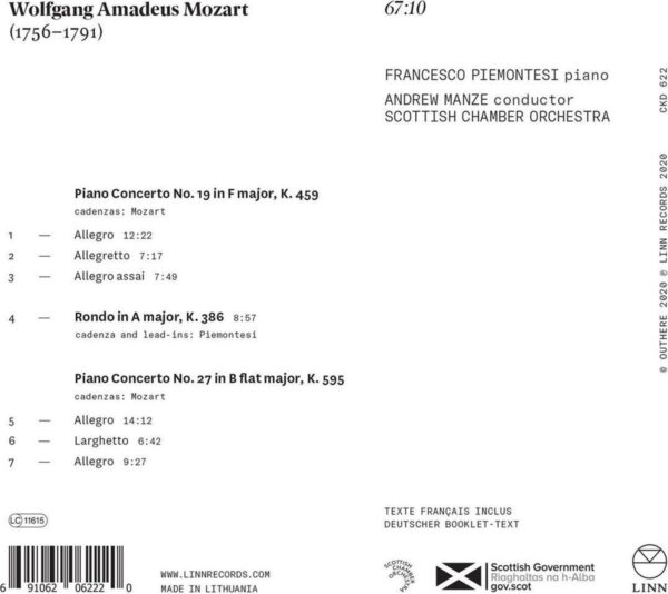 Mozart: Piano Concertos Nos. 19 & 27, Rondo K. 386 - Francesco Piemontesi