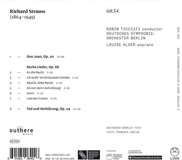 Richard Strauss: Tod Und Verklarung, Don Juan, Sechs Lieder Op. 68 - Robin Ticciati