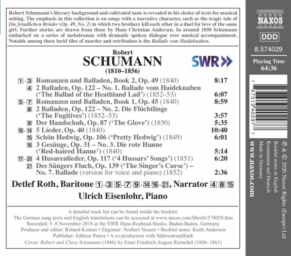 Robert Schumann: Lieder Edition, Vol. 9: Romances, Ballads And Melodramas - Ulrich Eisenlohr