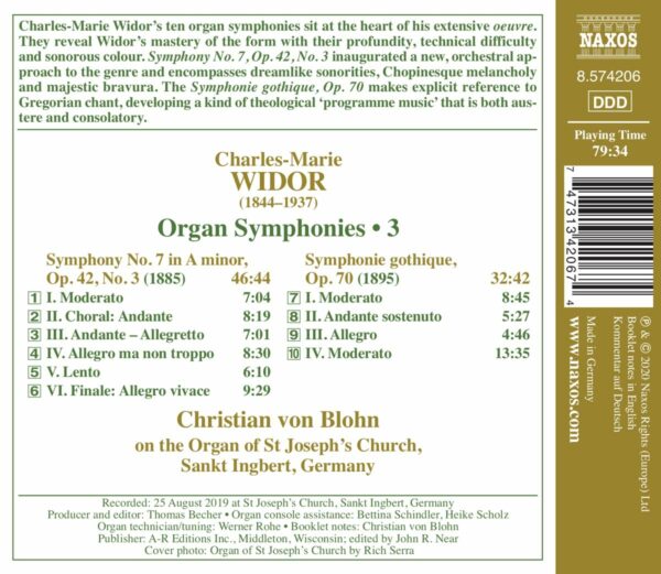 Charles-Marie Widor: Organ Symphonies, Vol. 3 - Christian Von Blohn